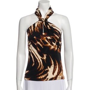 Roberto Cavalli Animal Print Halterneck Top